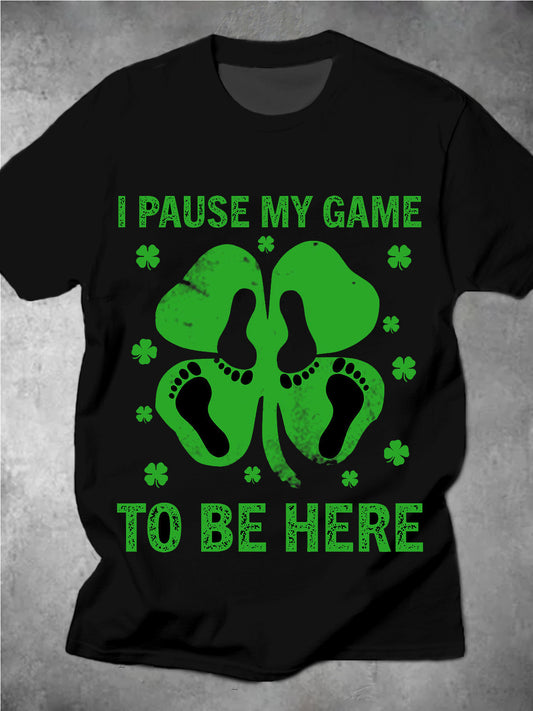 St. Patrick's Day Clover Round Neck Short Sleeve Men's T-shirt