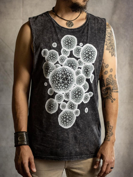 Bacteria Print Distressed Men's Sleeveless Vest