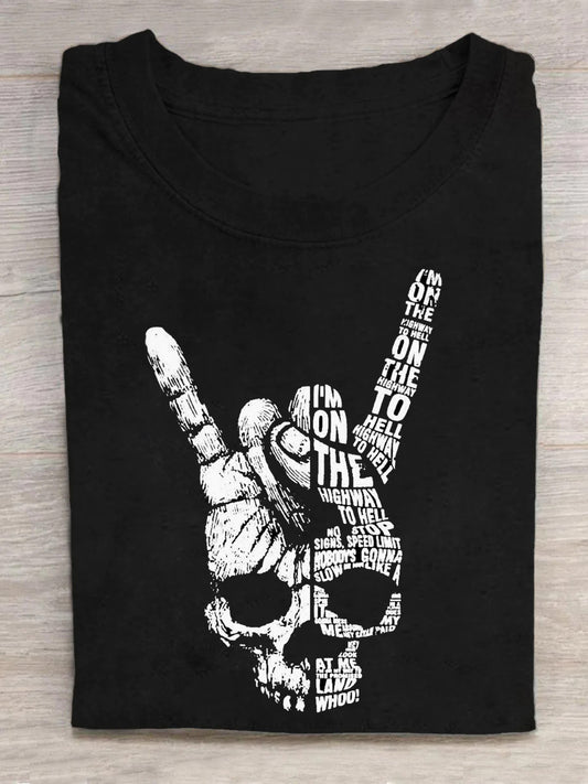 Rock Skull Round Neck Short Sleeve Men's T-shirt