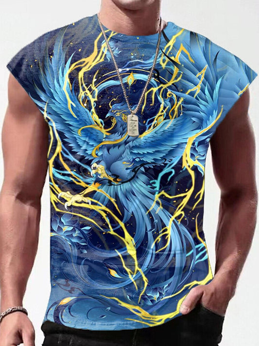 Lightning Phoenix Personalized Print Round Neck Sleeveless Men's Vest
