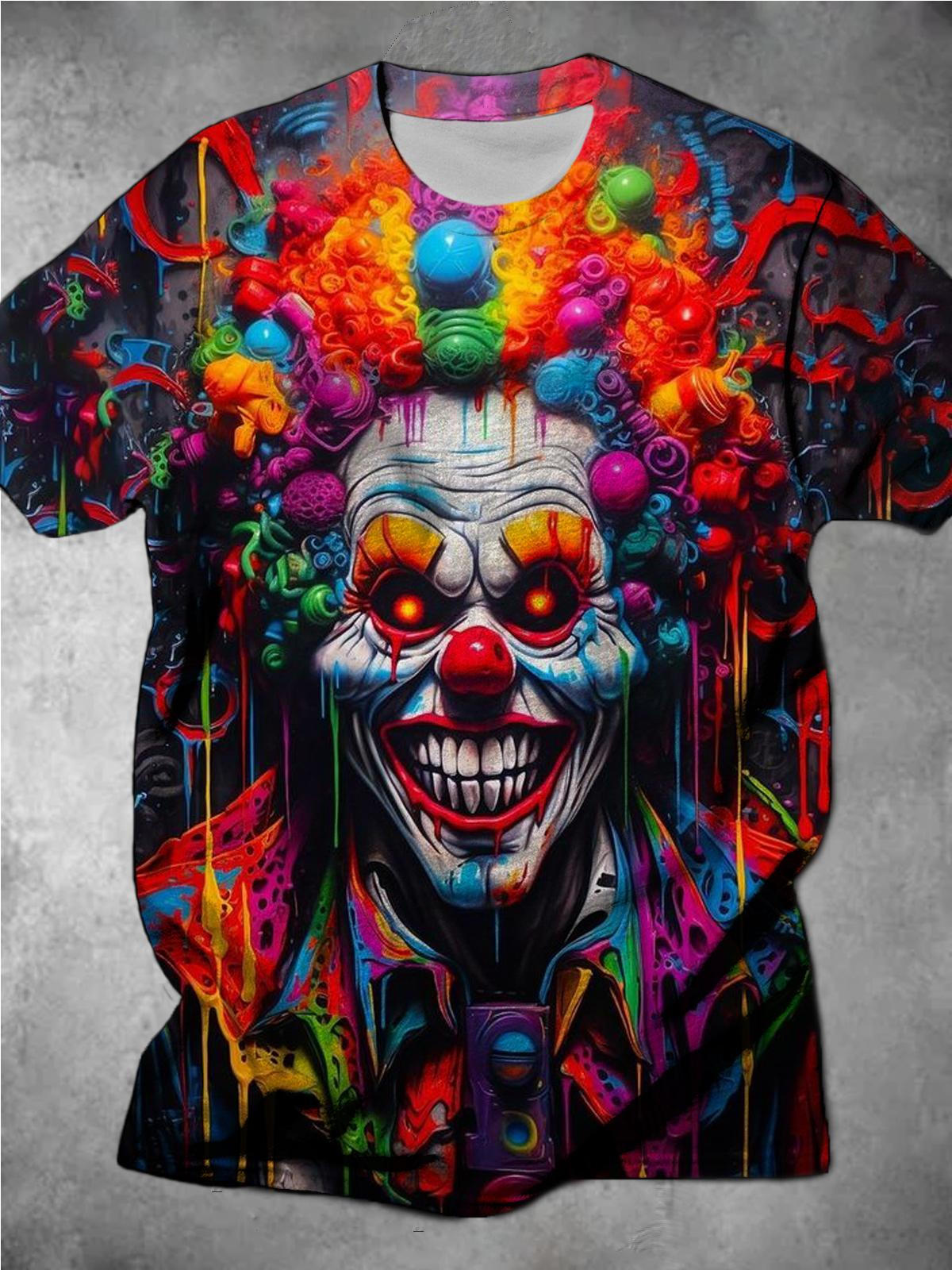Colorful Clown Print Short Sleeve Men's T-Shirt