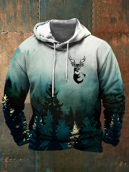 Men's Forest Deer Print Hoodie