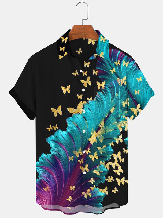 Butterfly Leaf Men's Shirts With Pocket