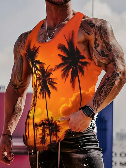 Vacation Sunset Personalized Men's Sleeveless Round Neck Vest
