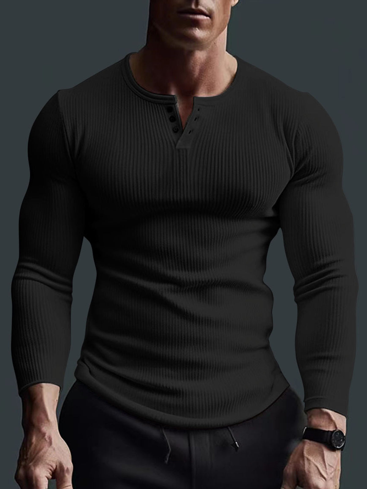 Casual Solid Color Fitness High Elastic Bottoming Shirt Men's T-shirt