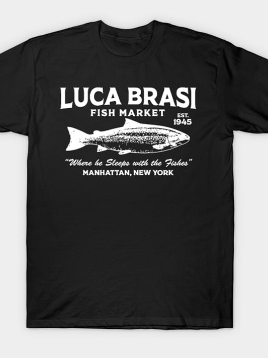 Luca Brasi Fish Round Neck Short Sleeve Men's T-shirt