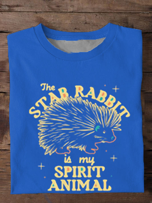 Slogan Hedgehog Print Men's Short Sleeve T-Shirt