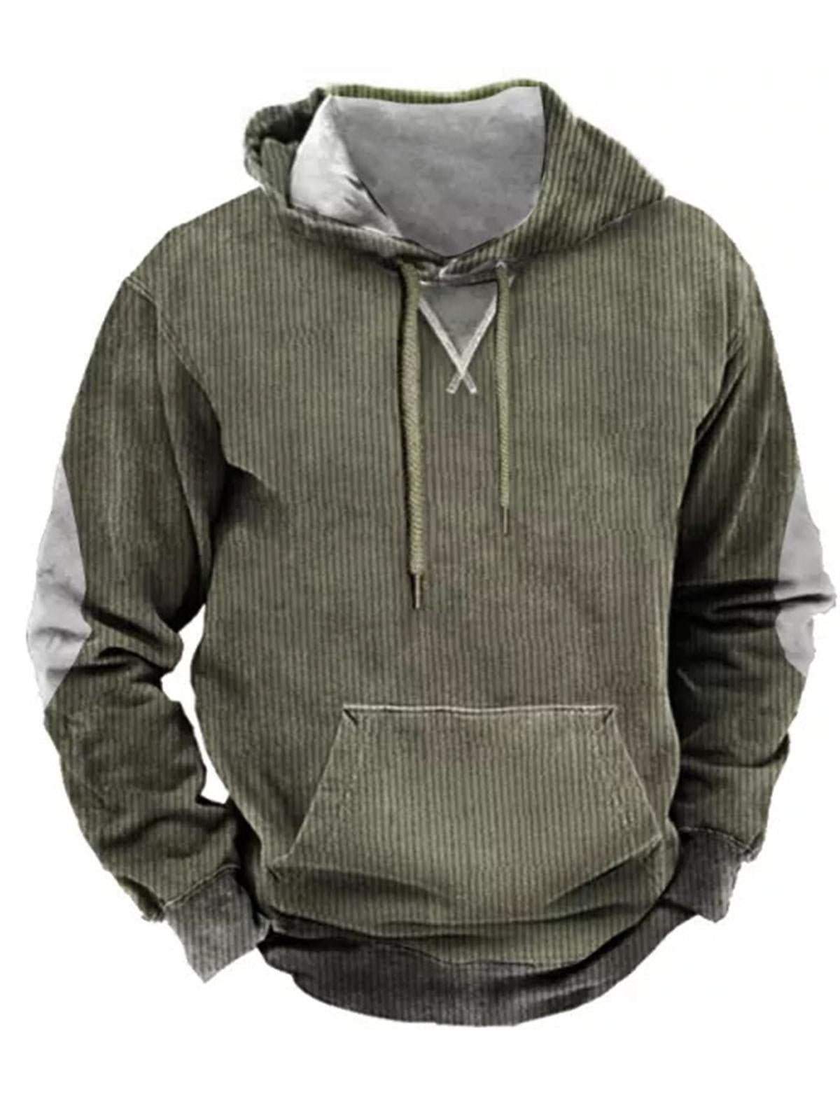 Casual Plain Pocket Hooded Long Sleeve Men's Sweatshirt