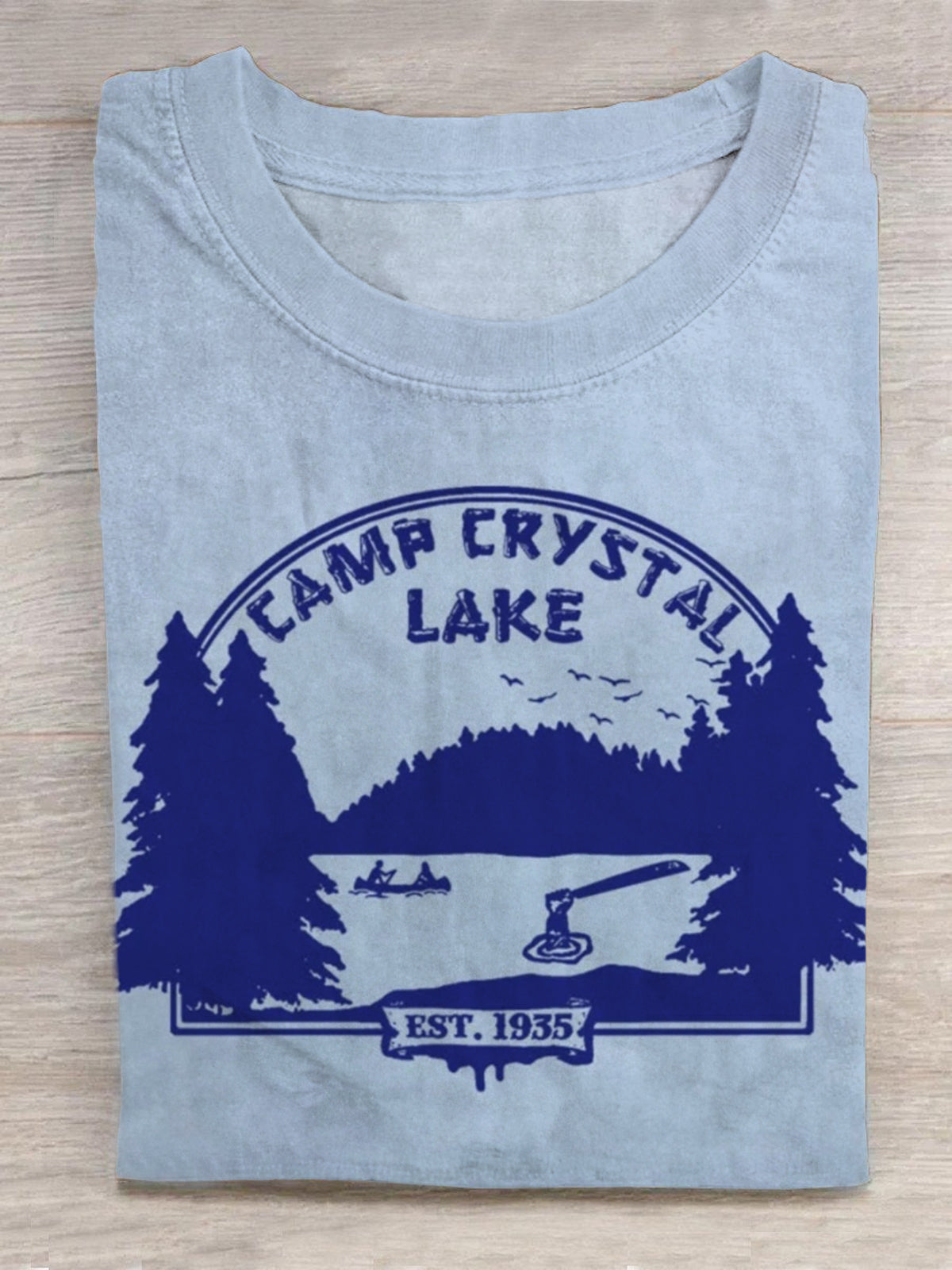 Camp Crystal Lake Friday the 13th Vintage Horror Movie Print Round Neck Short Sleeve Men's T-shirt