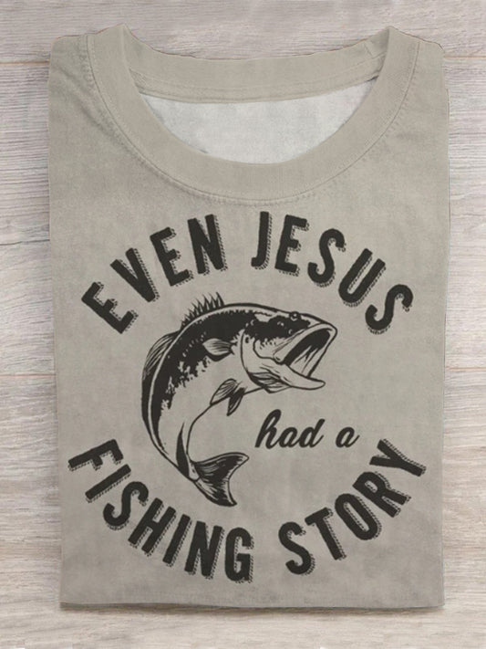 Christian Fisherman Jesus Story Round Neck Short Sleeve Men's T-shirt