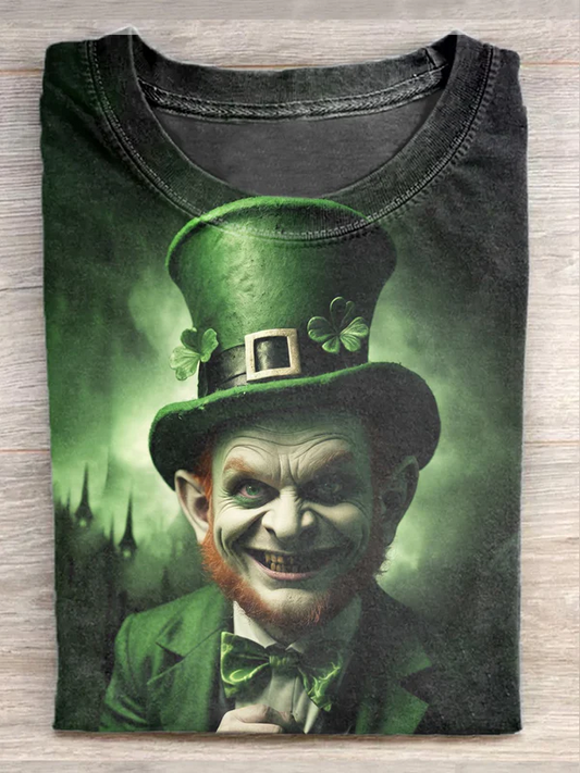 St. Patrick's Day Hat Old Man Print Men's Short Sleeve Round Neck T-Shirt