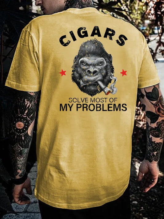 Monkey Personalized Back Print Casual Men's Short-Sleeved Round Neck T-Shirt