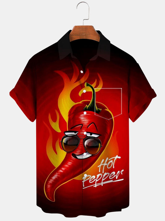 Pepper Short Sleeve Men's Shirts With Pocket