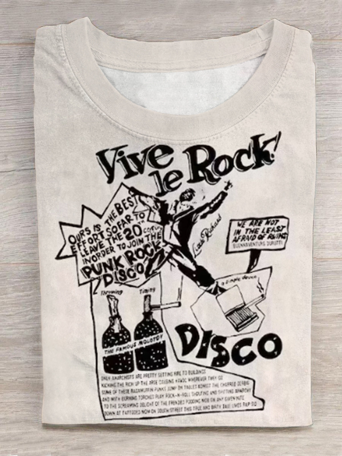 Retro Rock Print Round Neck Short Sleeve Men's T-shirt