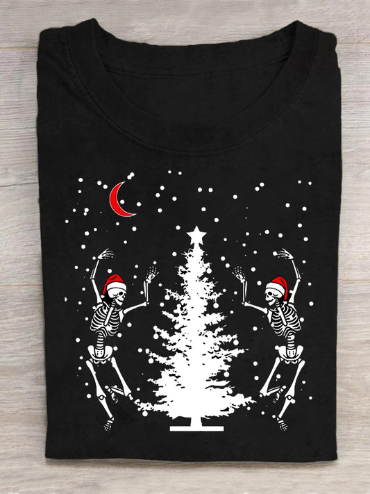 Christmas Skull Round Neck Short Sleeve Men's T-shirt
