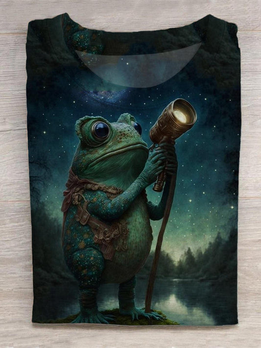 Frog Print Round Neck Short Sleeve Men's T-Shirt