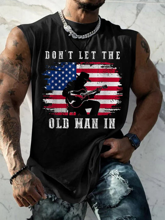 Men's Don't Let the Old Man Print American Flag Personalized Casual Vest
