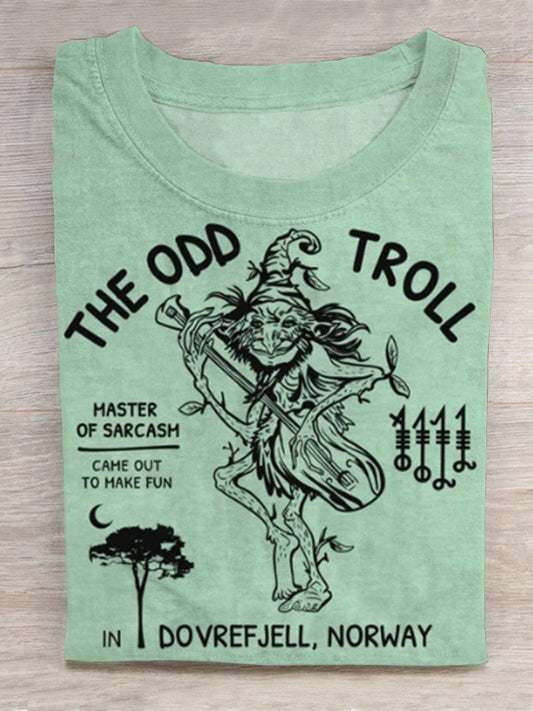 Odd Troll Goblin Print Round Neck Short Sleeve Men's T-shirt