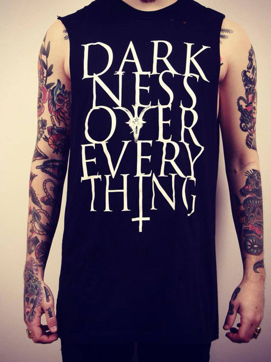 Men's Sleeveless Vest With Dark Letter Slogan Print