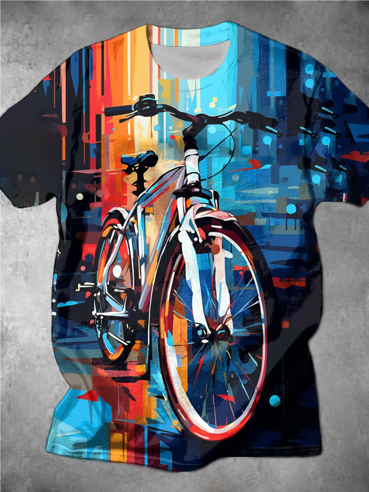 Colorful Cycling Men's Short Sleeve Round Neck T-Shirt