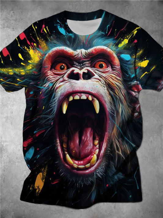Screaming Monkey Personalized Print Short-Sleeved Men's T-Shirt