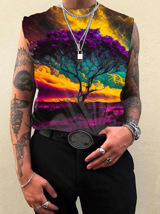 Personalized Tree of Life Print Sleeveless Vest for Men