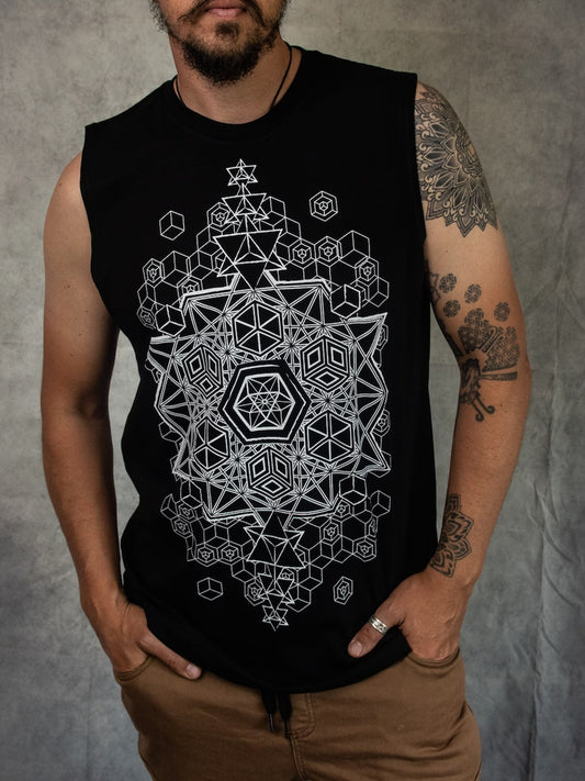 Men's Sleeveless Vest With Personalized Line Pattern Printing