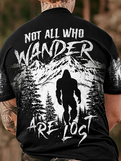 Not All Wanderers Are Lost in Printed Round Neck Short Sleeve Men's T-shirt