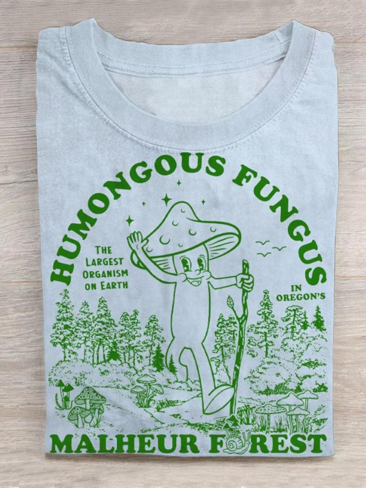 Vintage Mushroom Fungus Print Round Neck Short Sleeve Men's T-shirt