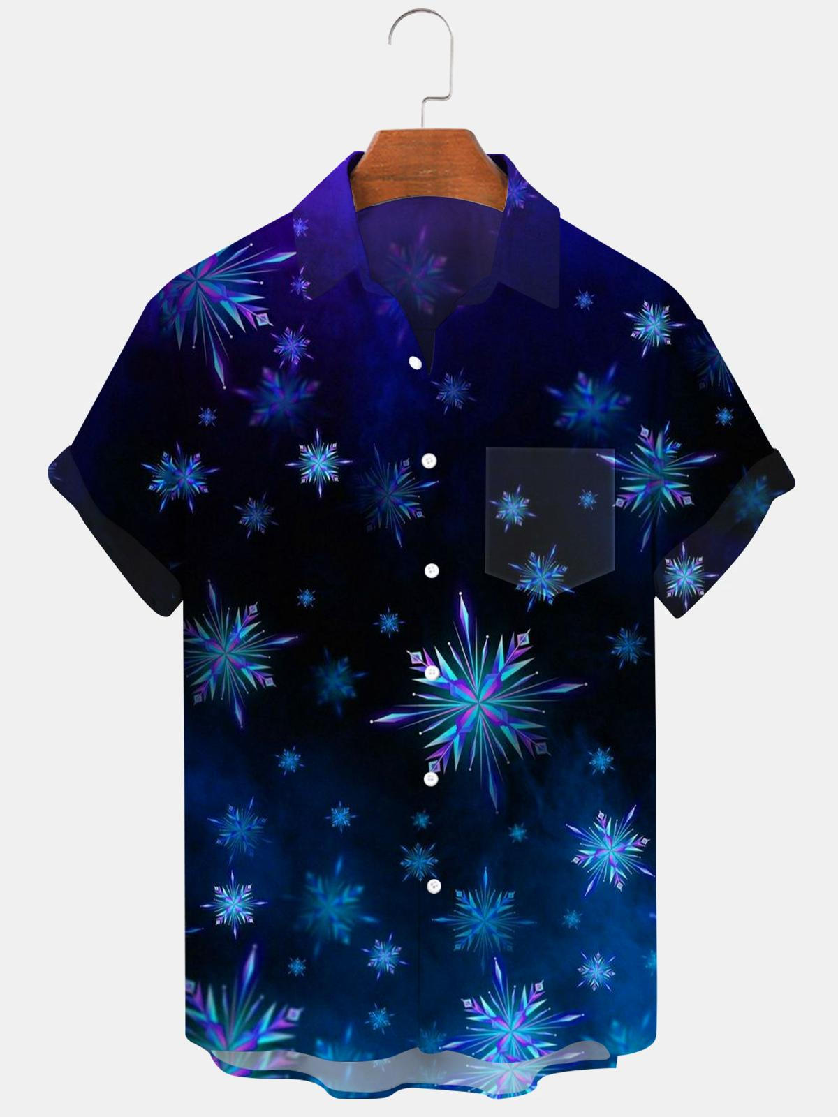 Christmas Snowflake Men's Shirts With Pocket