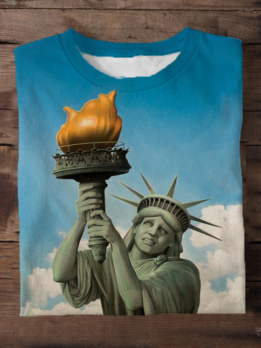 Statue of Liberty Parody Men's Short Sleeve Round Neck T-Shirt