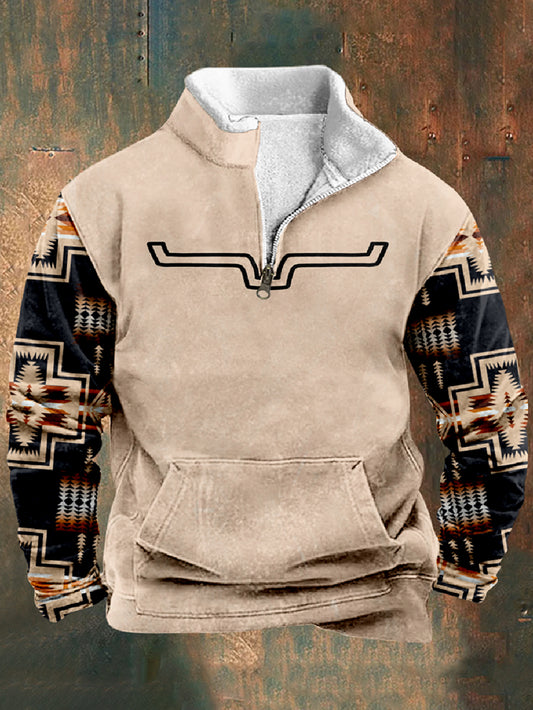 Men's Vintage Ethnic Aztec Cowboy Western Print Sweatshirt