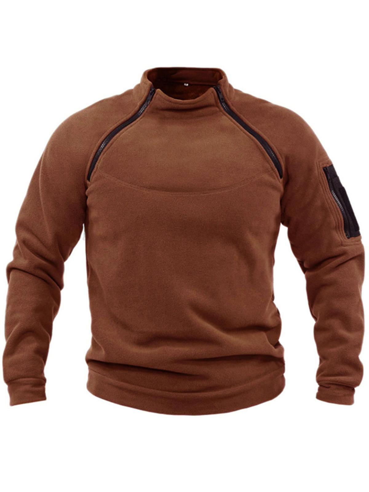 Casual Plain Stand Collar Long Sleeve Men's Sweatshirt