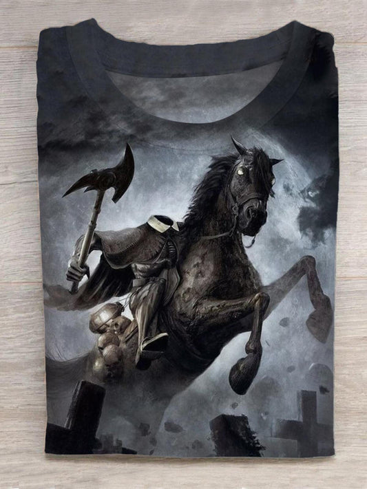 Halloween Reaper Dark Horse Round Neck Short Sleeve Men's T-Shirt