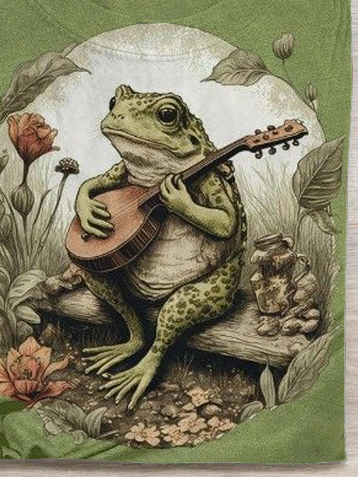Frog Guitar Round Neck Short Sleeve Men's T-shirt