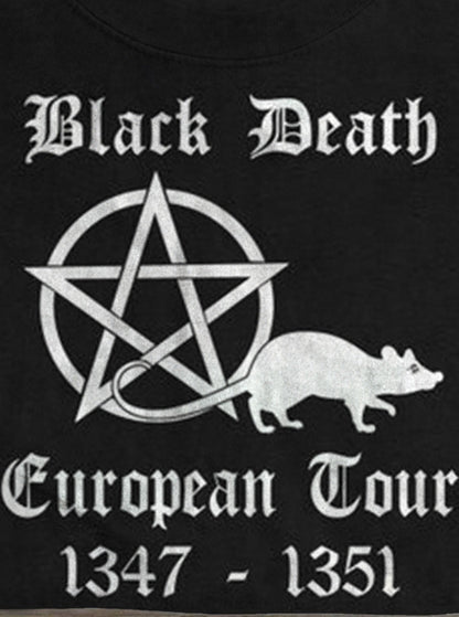 Black Death European Tour Funny Band Crew Neck Short Sleeve Men's T-Shirt