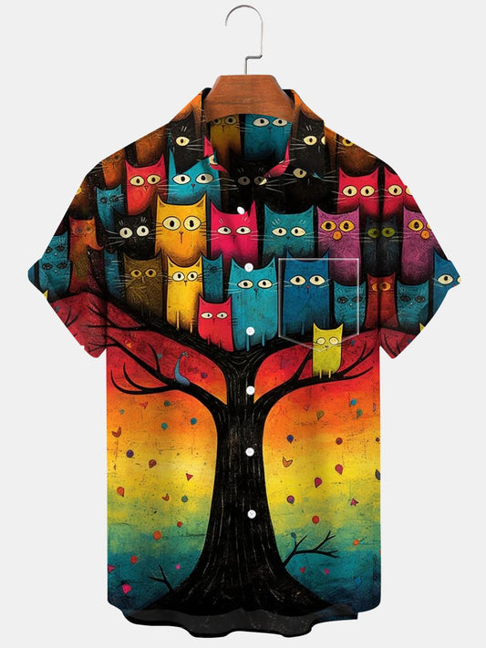 Cat Tree Men's Shirts With Pocket