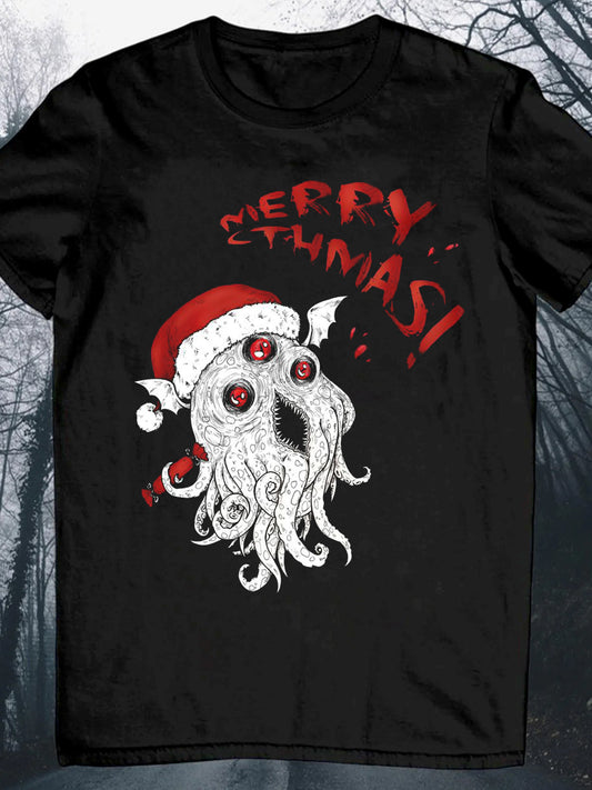 Christmas Octopus Round Neck Short Sleeve Men's T-Shirt
