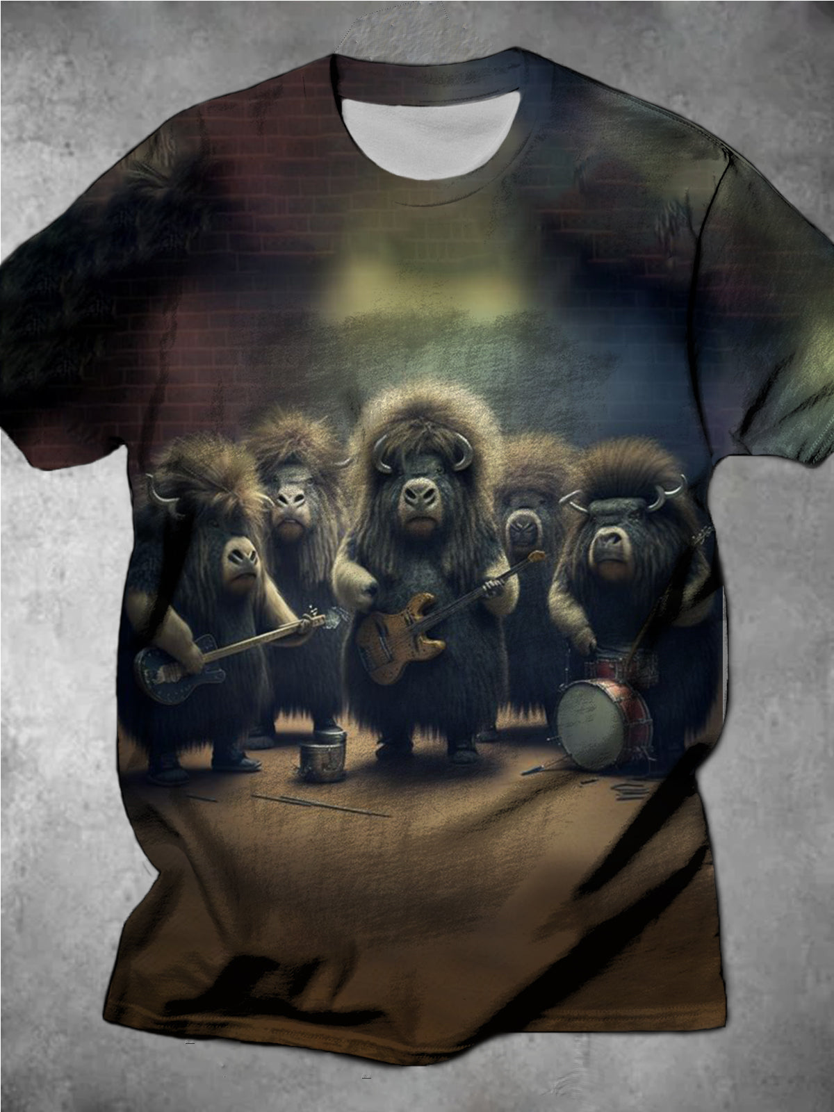 Dark Style Cute Animal Print Round Neck Short-Sleeved Men's T-Shirt