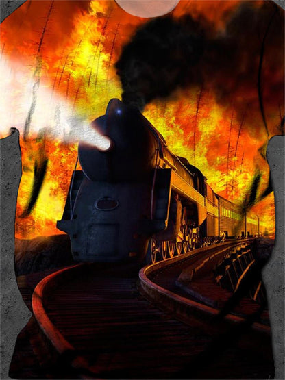 Train Round Neck Short Sleeve Men's T-shirt