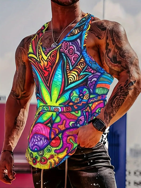 Vacation Color Personalized Men's Sleeveless Round Neck Vest