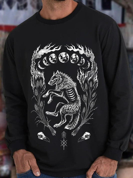Casual Animal Print Men's Round Neck Long Sleeve Sweatshirt