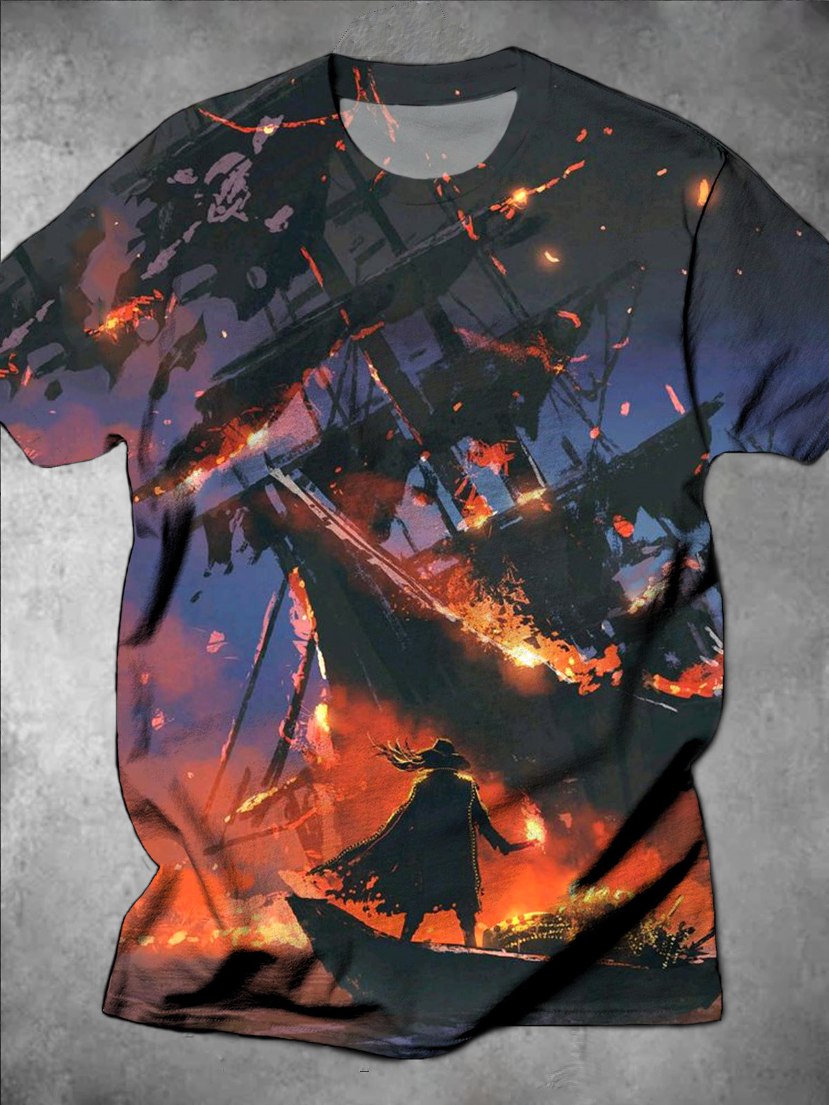 A War For Treasure Pirate Print Round Neck Short Sleeve Men's T-shirt