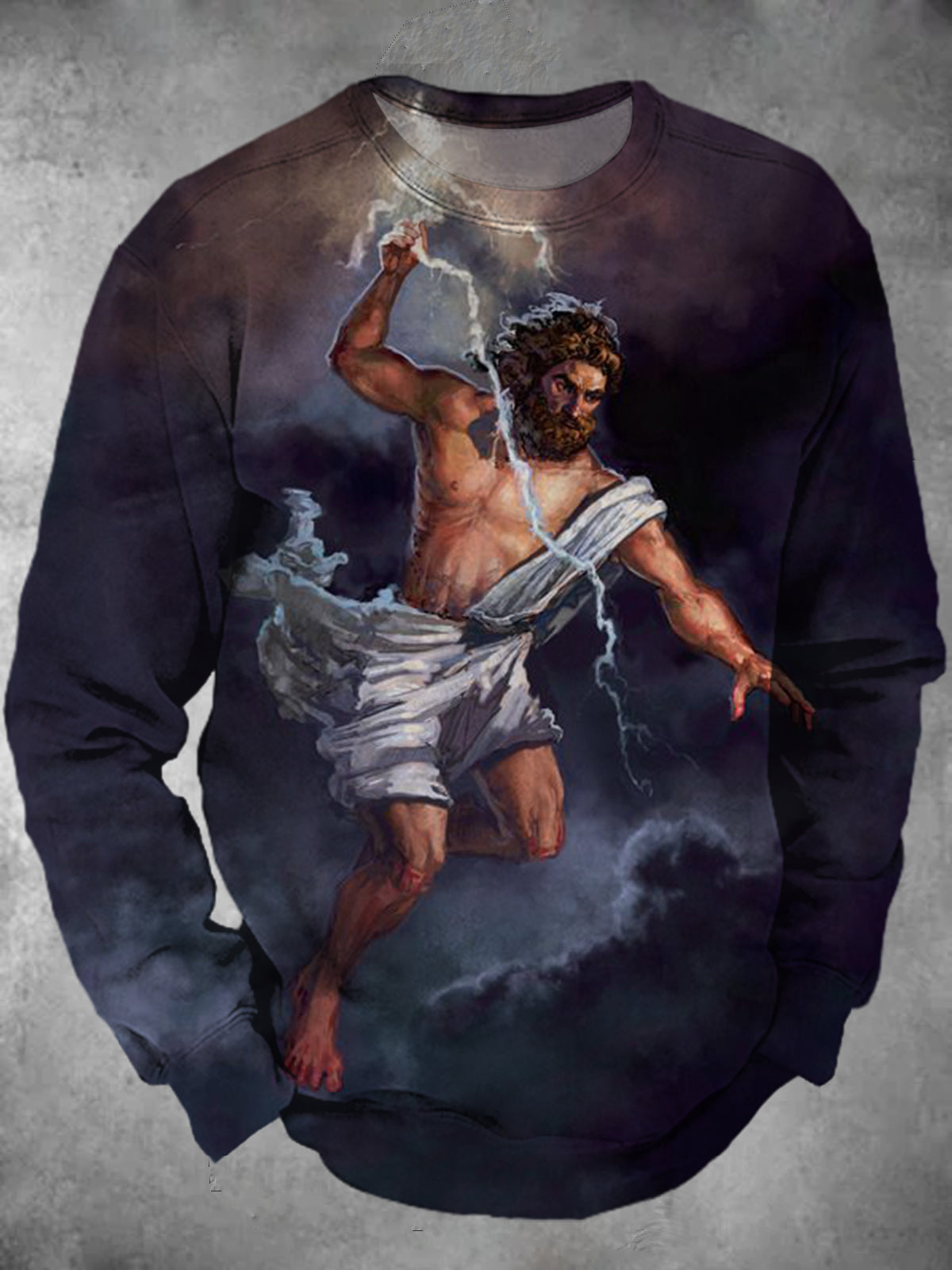 Zeus Print Round Neck Long Sleeve Men's Top