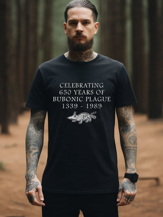 Plague Rat Black Death Print Round Neck Short Sleeve Men's T-shirt