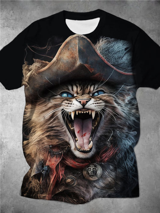 Pirate Cat Men's Short Sleeve Crew Neck T-Shirt