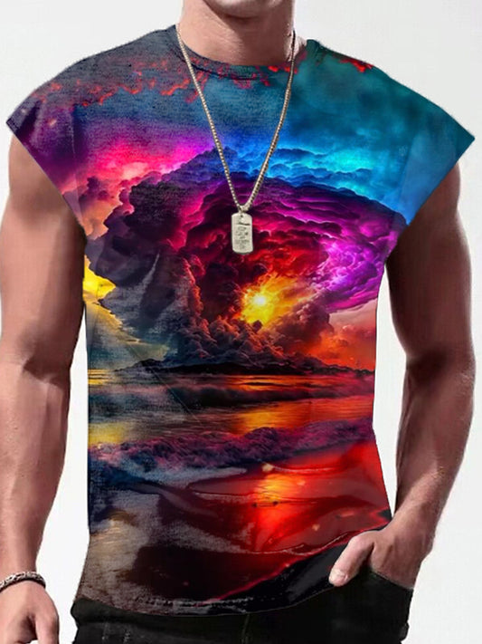 Colorful Black Hole Print Sleeveless Tank Top for Men