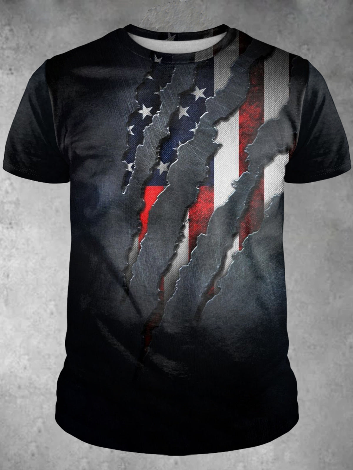 American Flag Personalized Print Crew Neck Short-Sleeved Men's T-Shirt