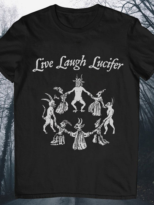 Live Laugh Lucifer Dancing With The Devil Crew Neck Short Sleeve Men's T-Shirt